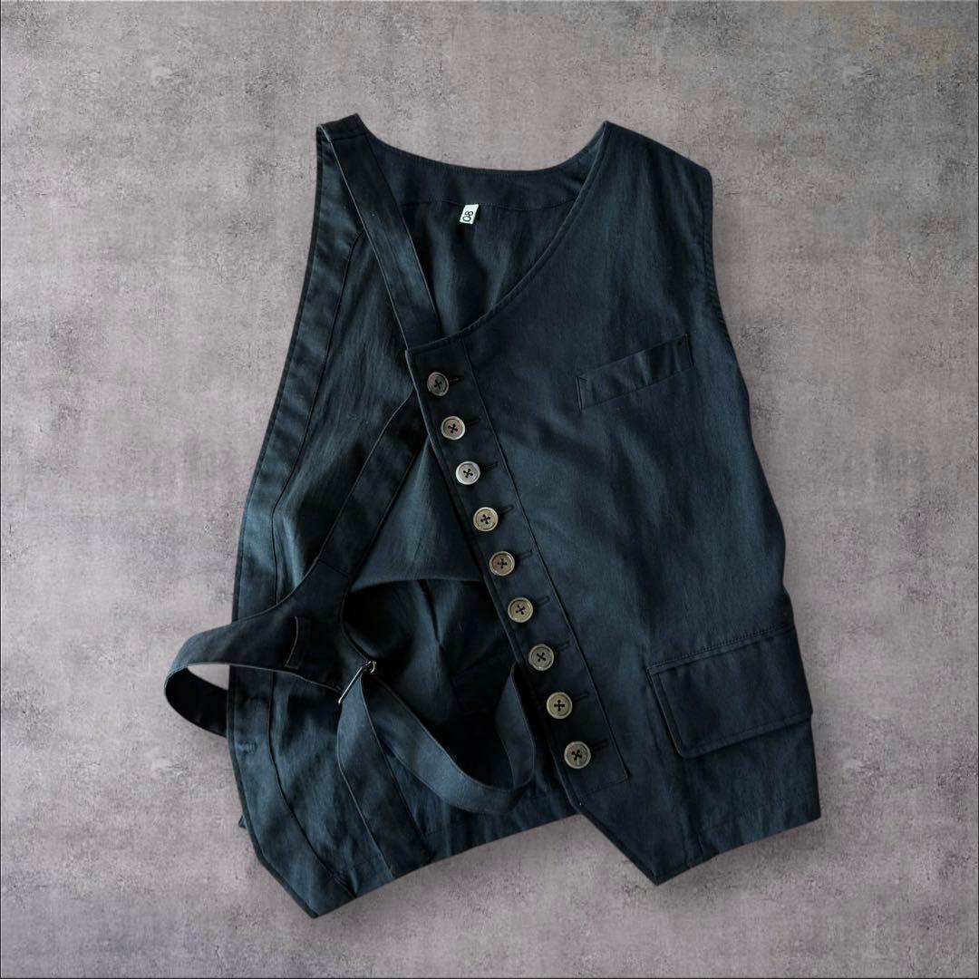 khoki 23SS アシンメトリーデザインベスト　サイズ2 ブラック