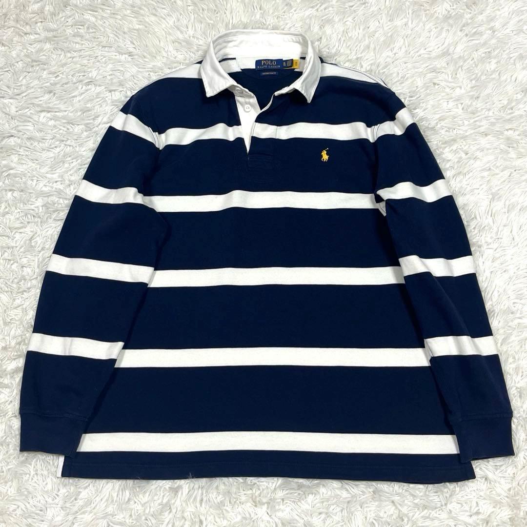 ラルフローレン 現行QRタグ ラガーシャツボーダー 大きいサイズXL 裏起毛