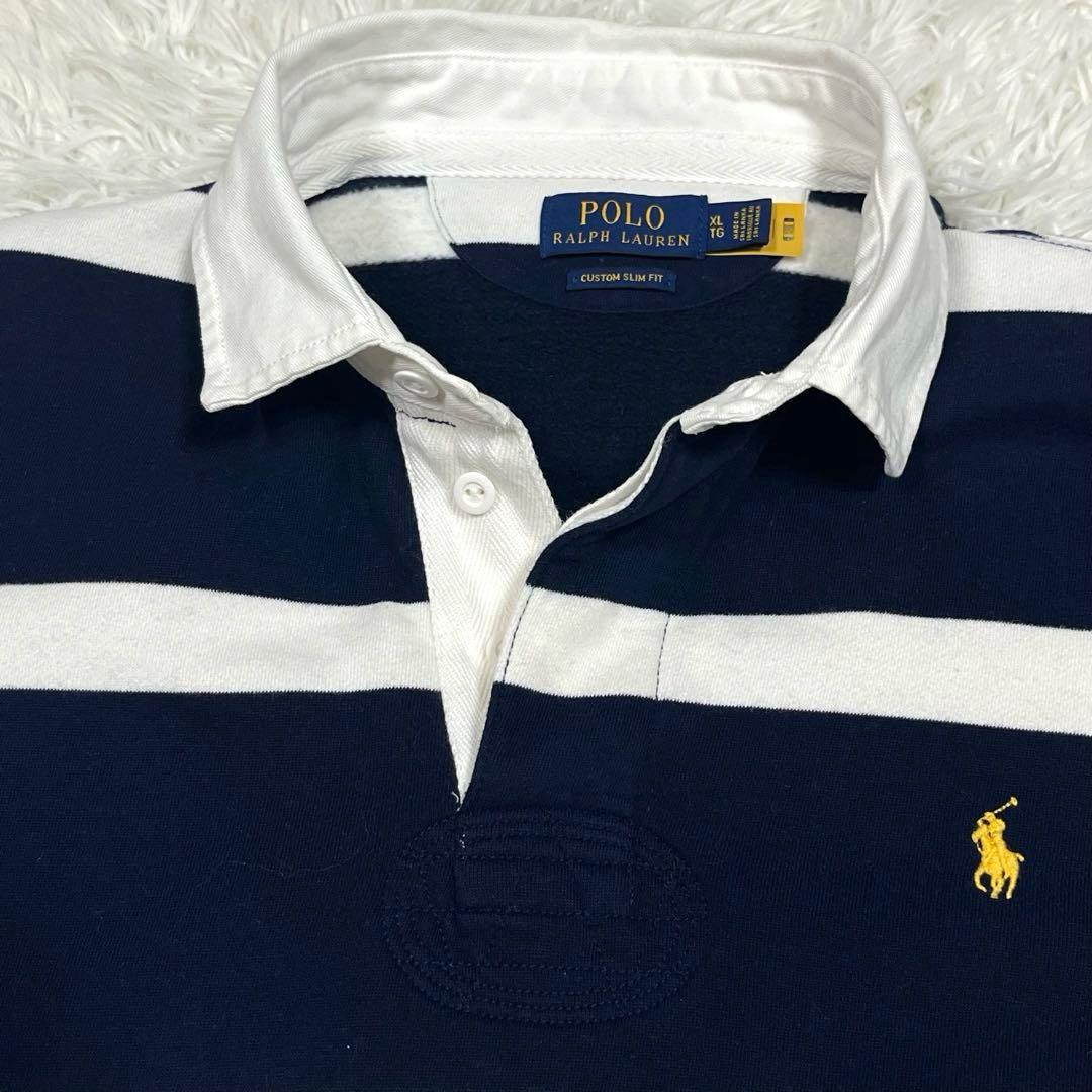 ラルフローレン 現行QRタグ ラガーシャツボーダー 大きいサイズXL 裏起毛