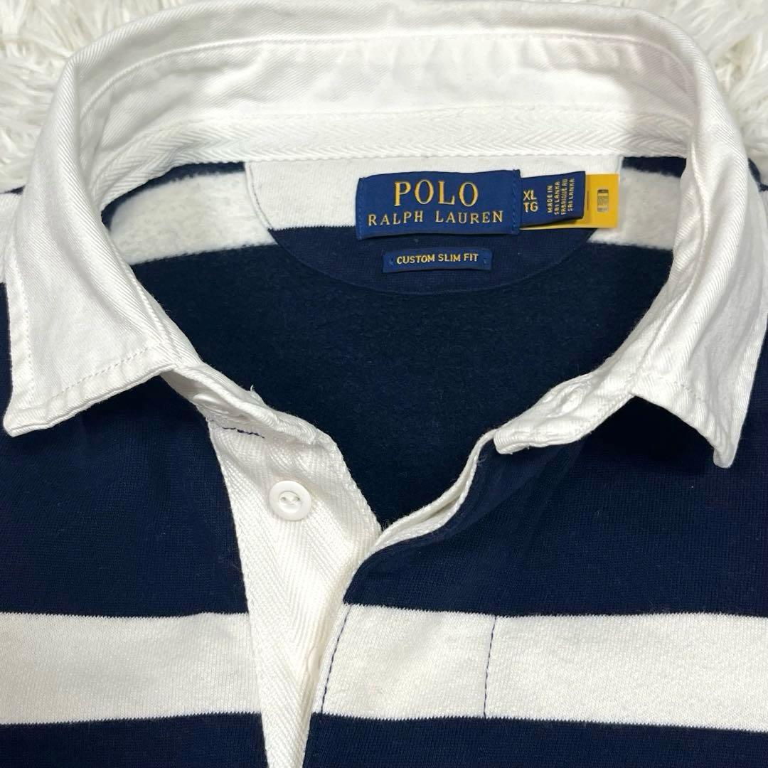 ラルフローレン 現行QRタグ ラガーシャツボーダー 大きいサイズXL 裏起毛