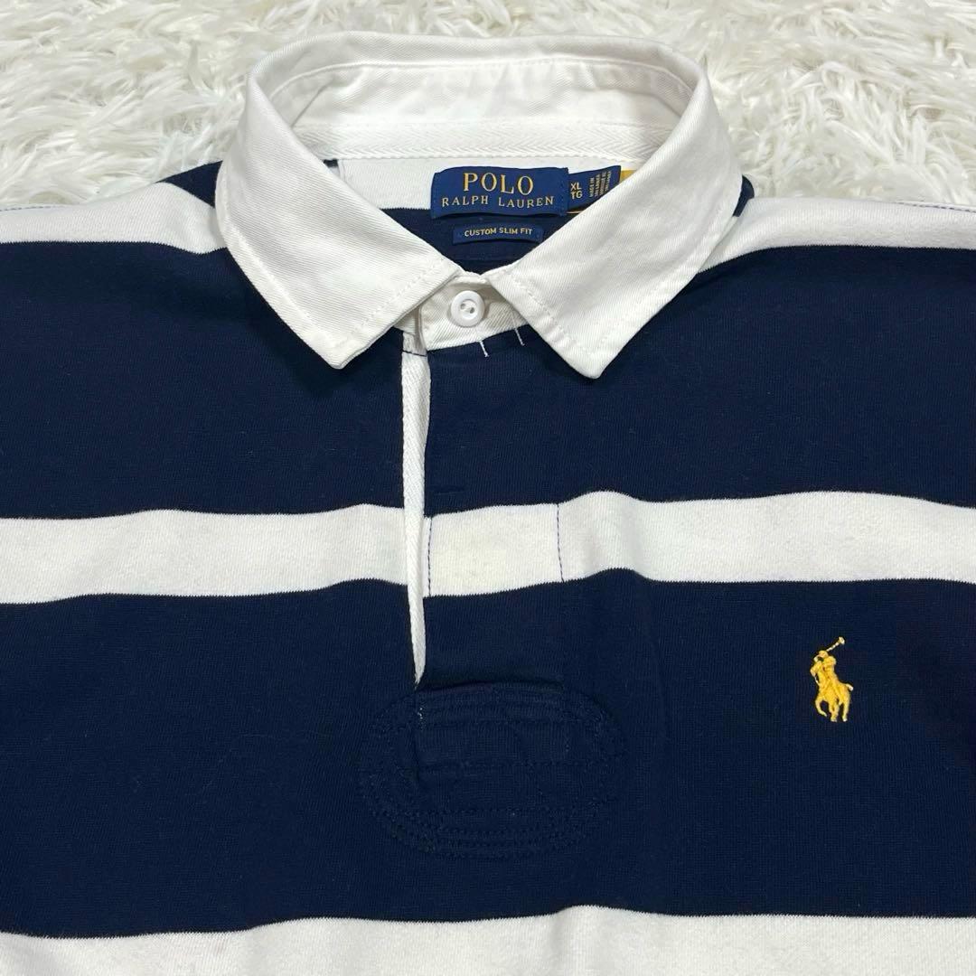 ラルフローレン 現行QRタグ ラガーシャツボーダー 大きいサイズXL 裏起毛