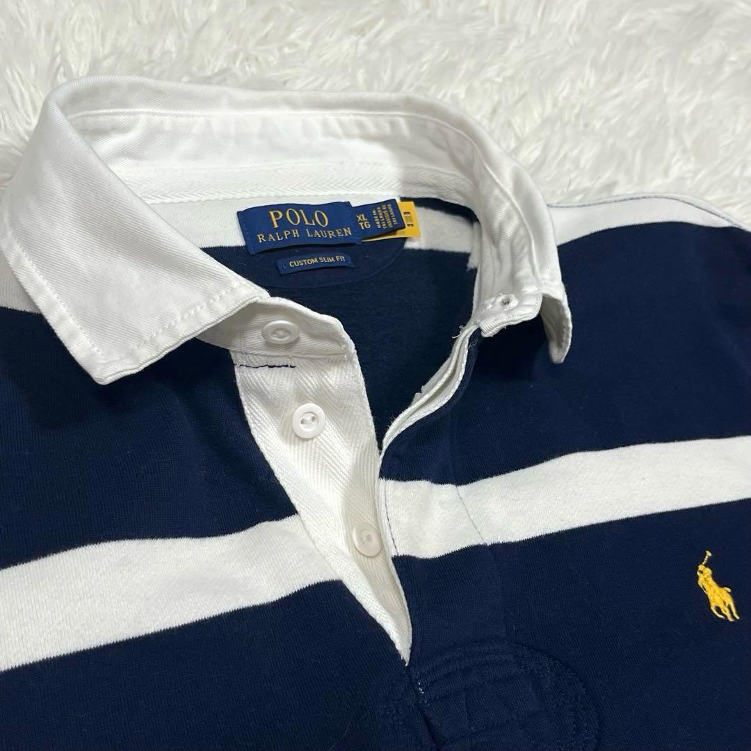 ラルフローレン 現行QRタグ ラガーシャツボーダー 大きいサイズXL 裏起毛