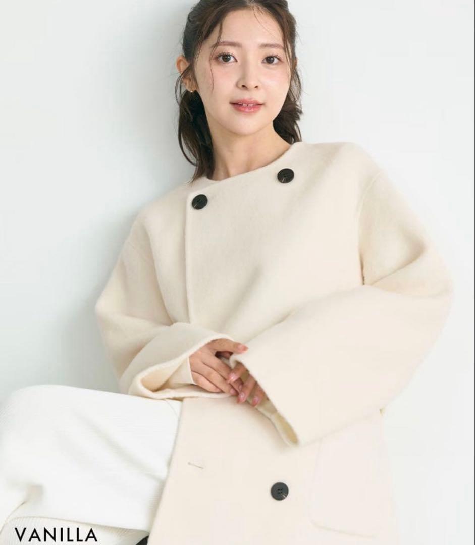 【新品未使用】ノーカラー2WAYリバーミドルコート　BASEMENTonline