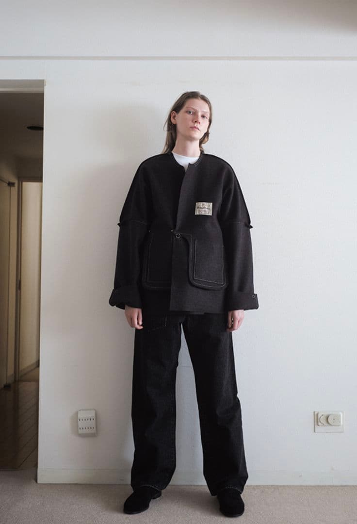 SUNSEA 23AW melton blousonノーカラージャケット