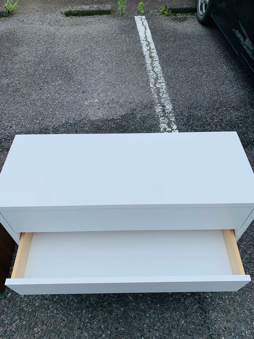 カウンター下収納ワゴン 引き出し ホワイト キャスター付き