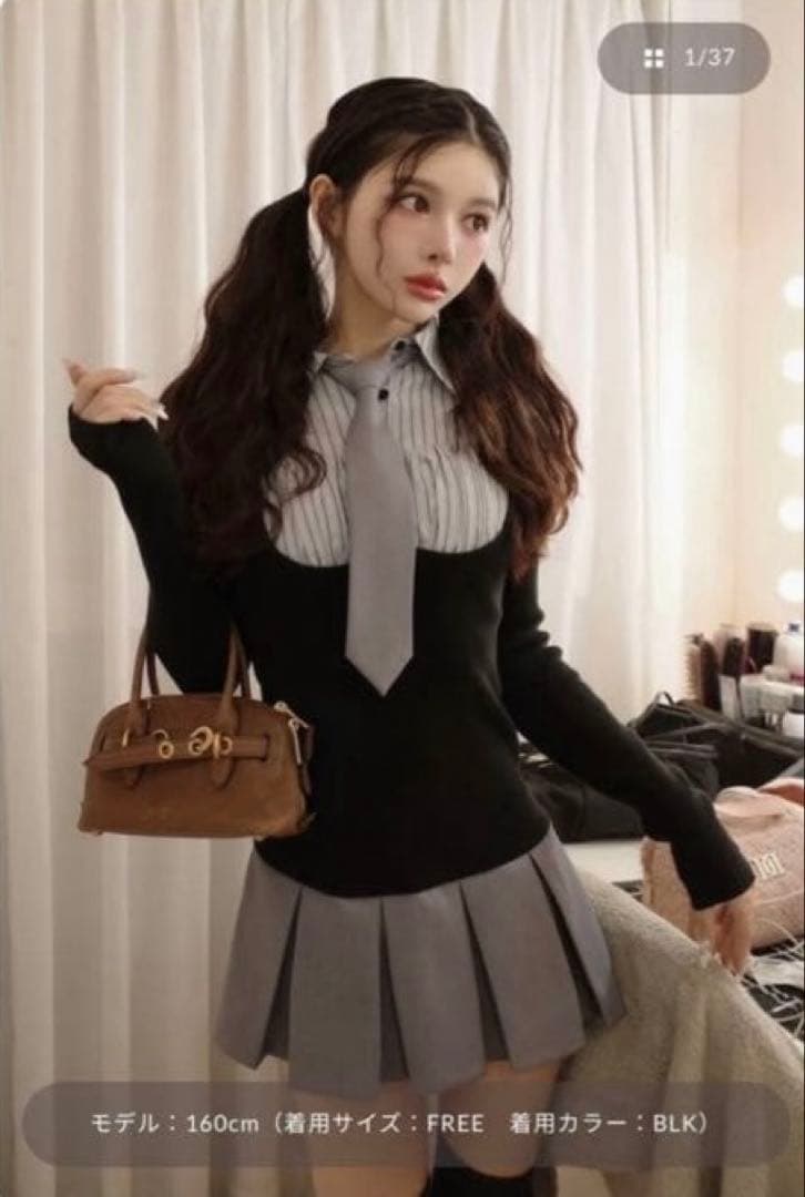 新品タグ付 darich ダーリッチ シャツドッキングニットミニワンピース