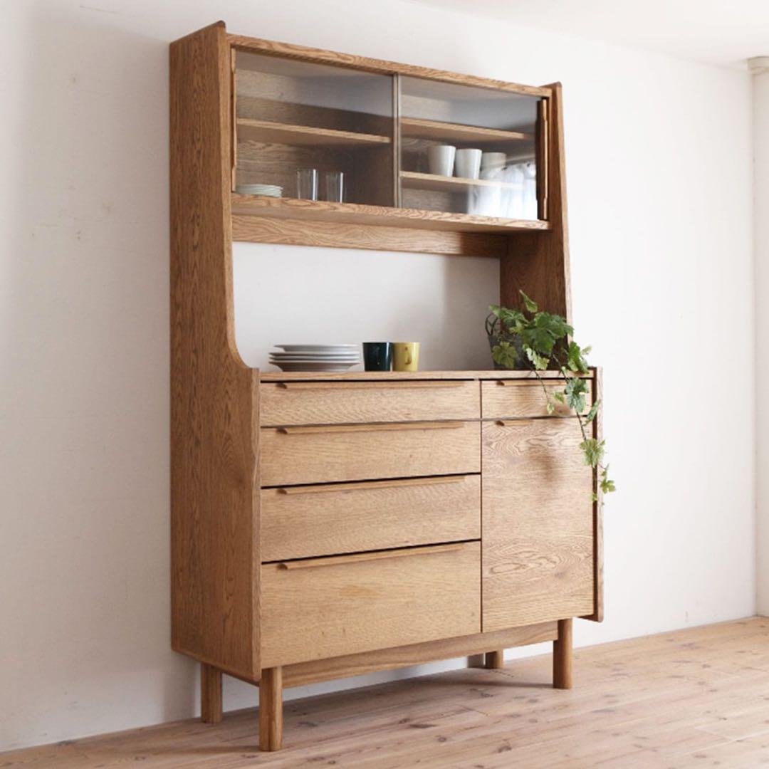 k*n様 ダイニングボード/ホワイトオーク/スライドレール/無垢材/食器棚