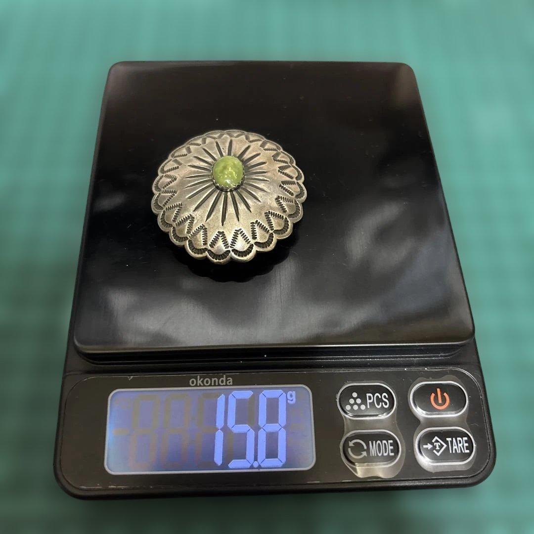 イ*ム様 ラルフローレン RL シルバー925 花型コンチョ グリーンストーン