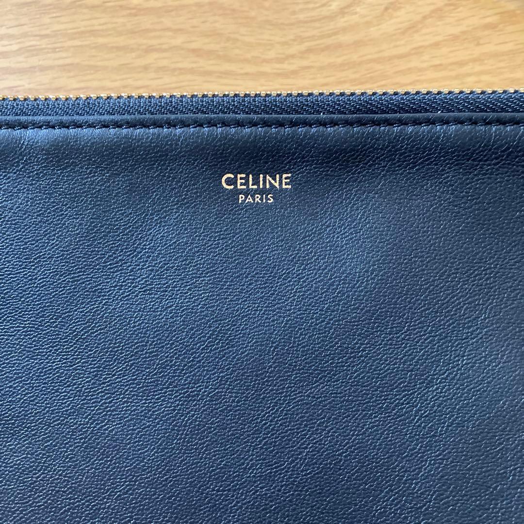 CELINE トリオ　ラージ　ブラック　レザー ショルダーバッグ