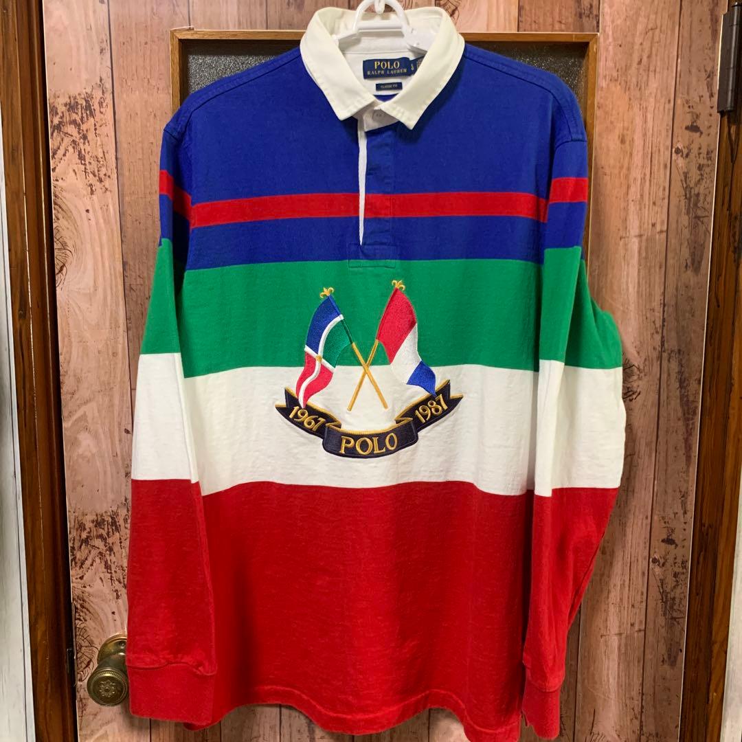 POLO RALPH LAUREN ポロラルフローレン L クロスフラッグ 刺繍