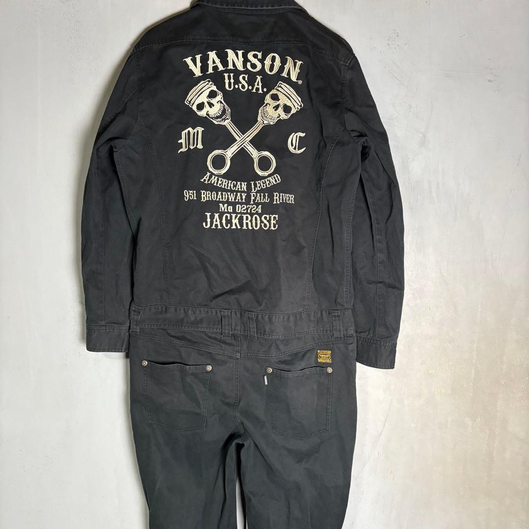 VANSON JACKLOSE つなぎ　オールインワン　刺繍　ドクロ
