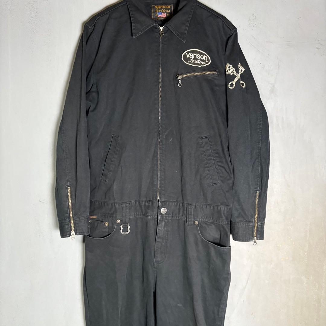 VANSON JACKLOSE つなぎ　オールインワン　刺繍　ドクロ