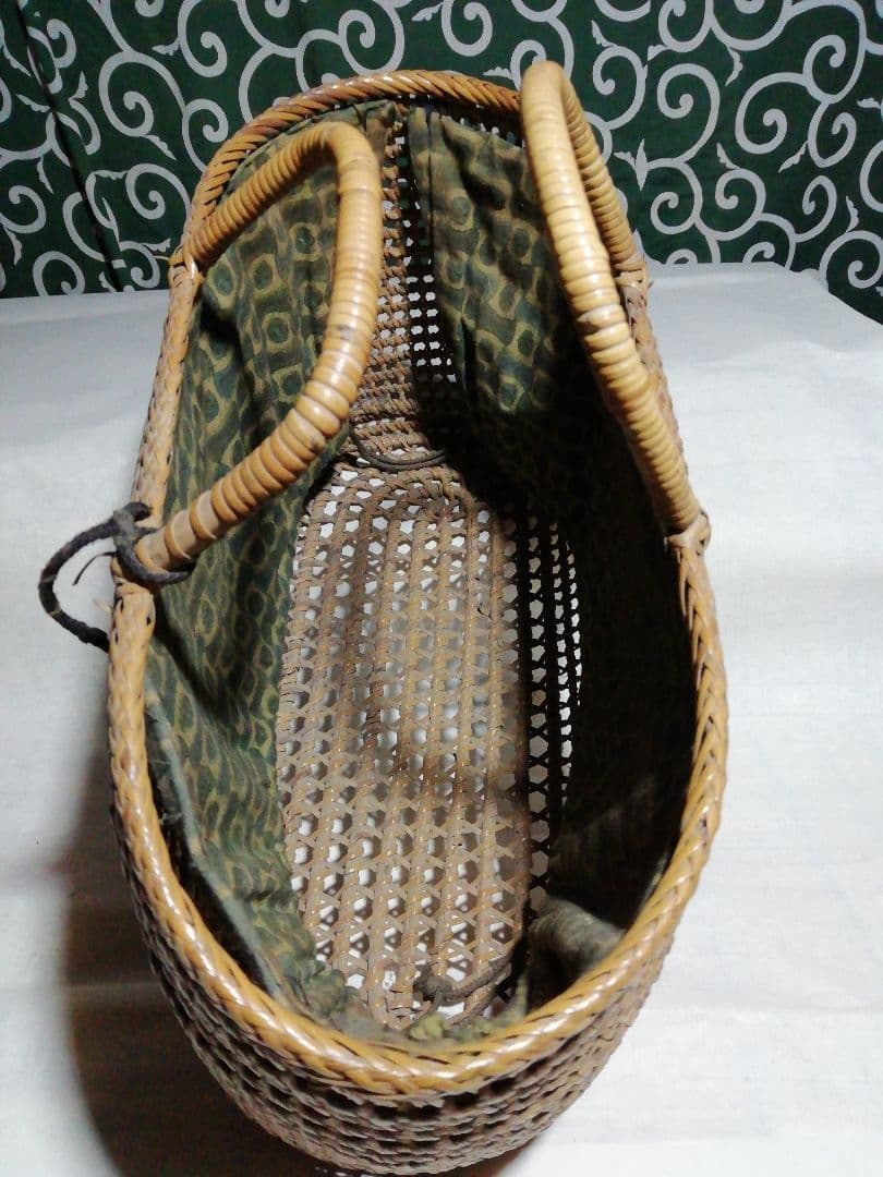 ♪昔の竹編み手提げバック