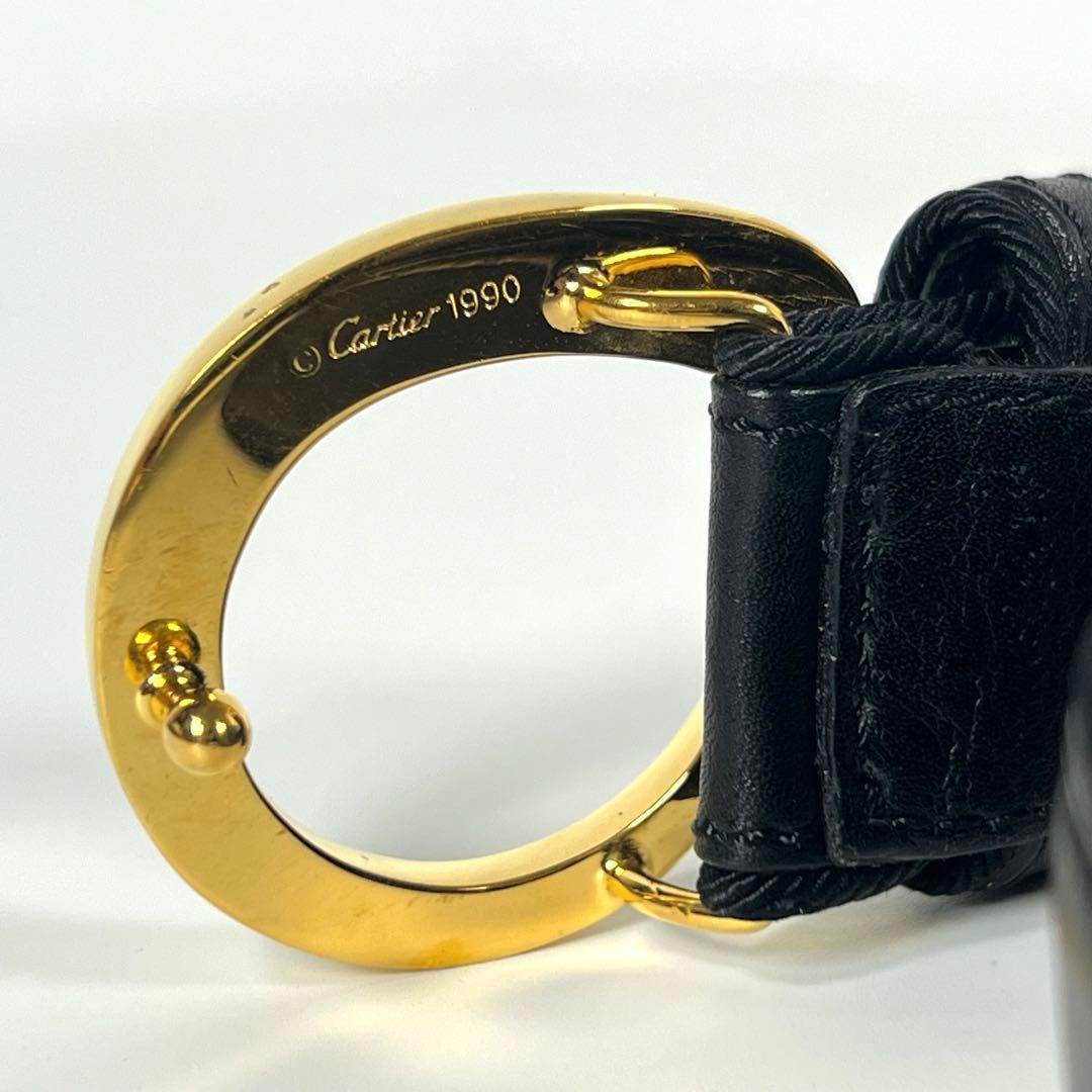 美品 Cartier カルティエ パンテール ベルト ブラック×ゴールド