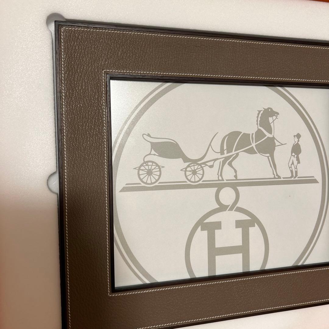 エルメス　フォトフレーム　プレイヤード　GM マホガニー　ベージュ　写真立て