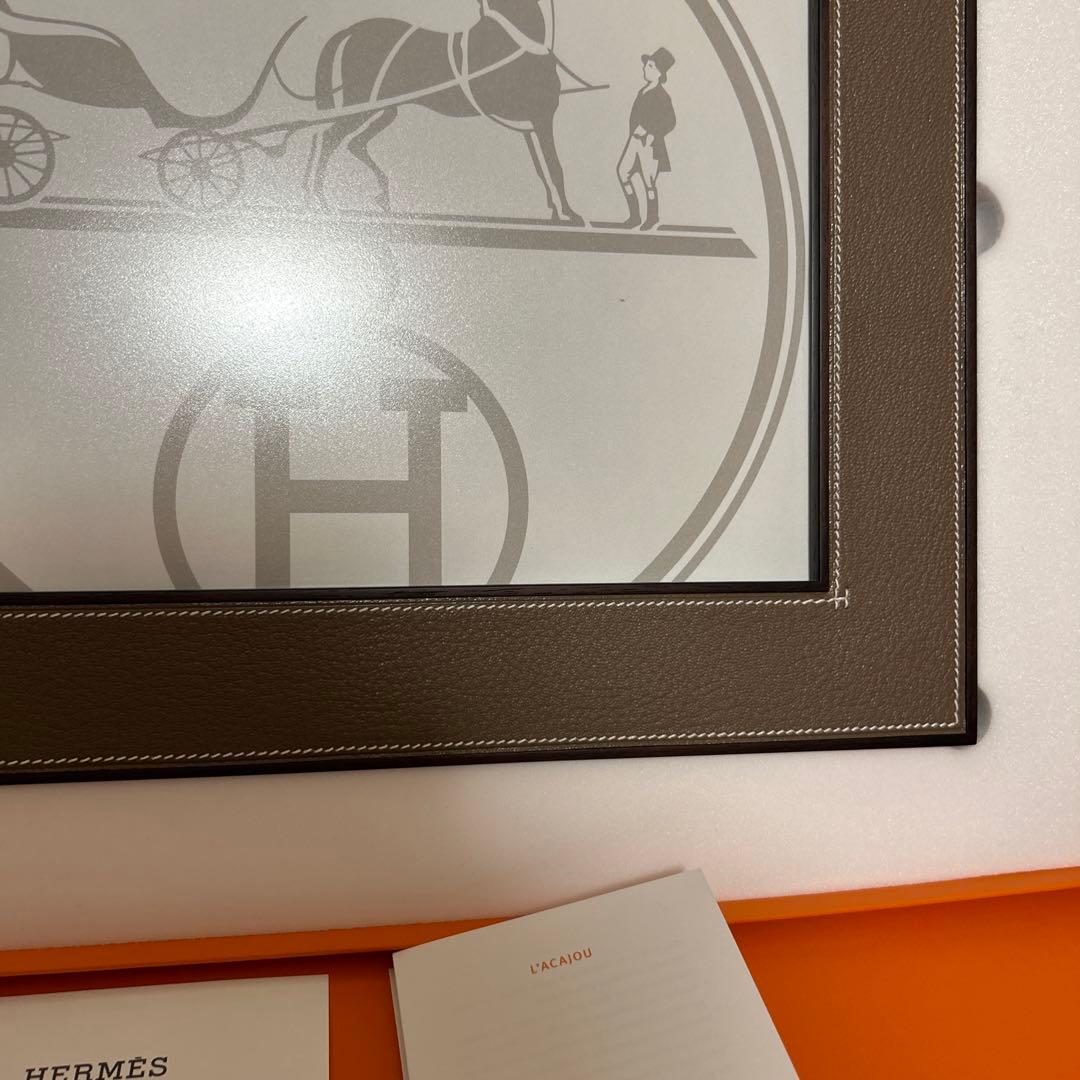 エルメス　フォトフレーム　プレイヤード　GM マホガニー　ベージュ　写真立て