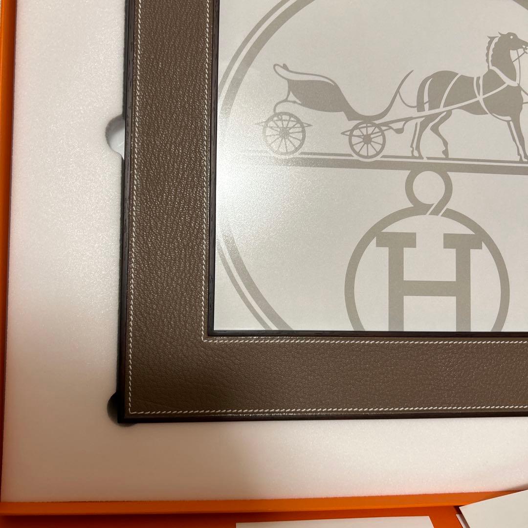 エルメス　フォトフレーム　プレイヤード　GM マホガニー　ベージュ　写真立て
