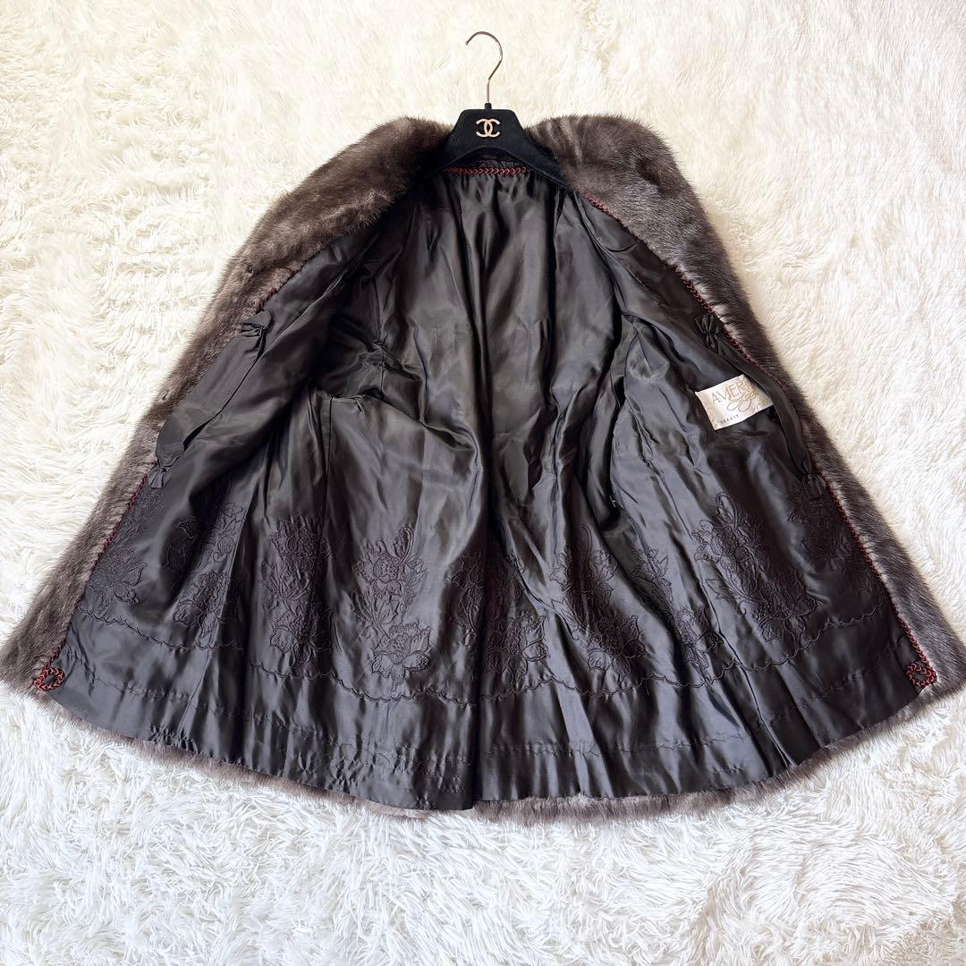 ☆美品☆アメリカンレジェンド ブルーアイリスミンク 毛皮 リアルファー 裏地花柄