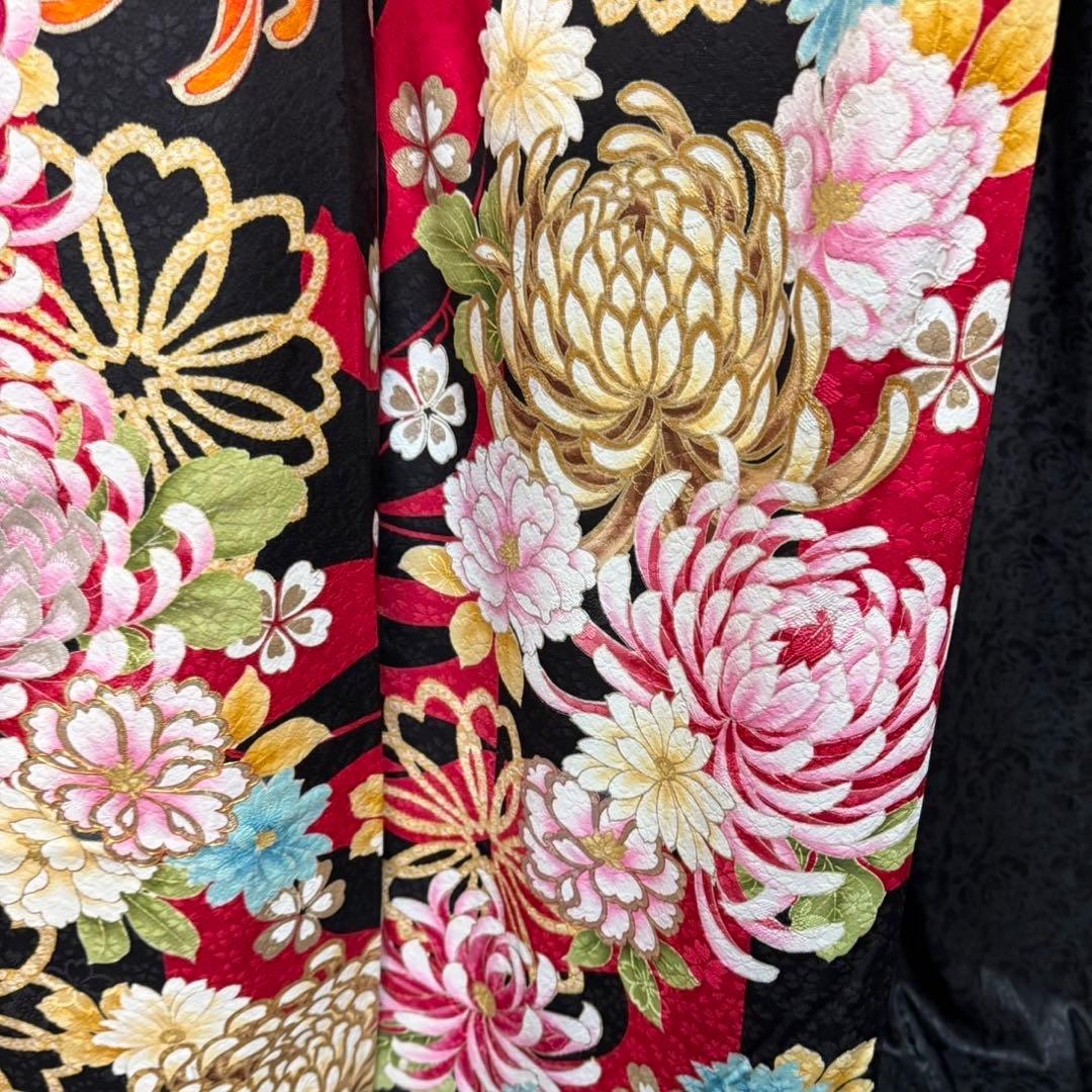 美品　レトロ　山本寛斎　落款　乱菊　パール加工　逸品　フルセット　振袖　振り袖