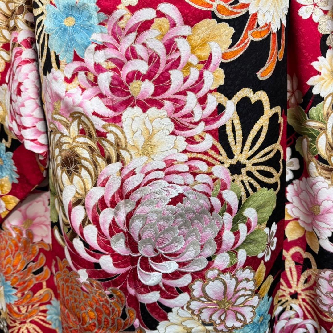 美品　レトロ　山本寛斎　落款　乱菊　パール加工　逸品　フルセット　振袖　振り袖