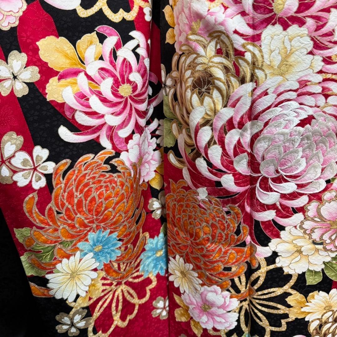 美品　レトロ　山本寛斎　落款　乱菊　パール加工　逸品　フルセット　振袖　振り袖