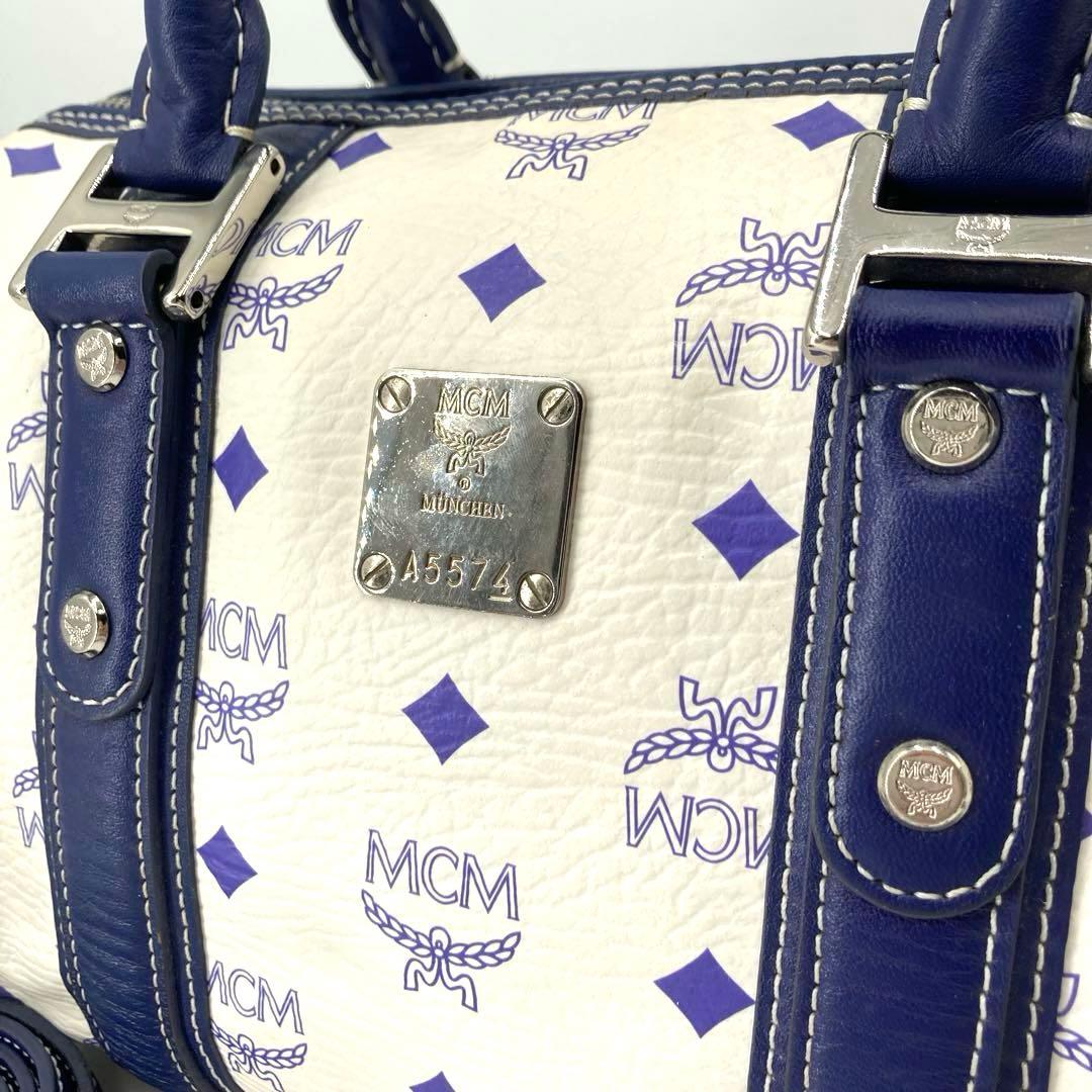 美品✨MCM エムシーエム ヴィセトス 2way ミニボストン ネイビー 白