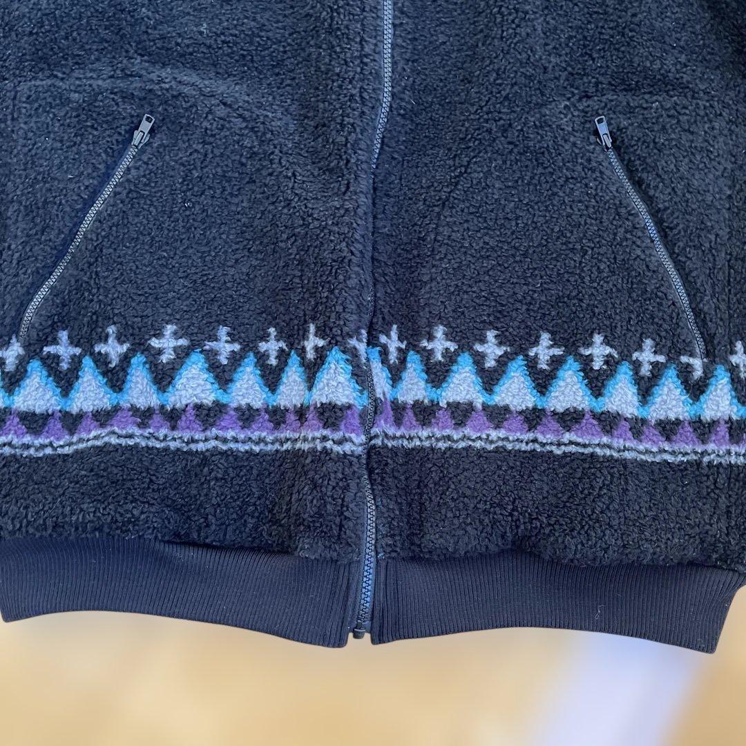 ヒステリックグラマーエスニック柄 フリースジャケット 黒