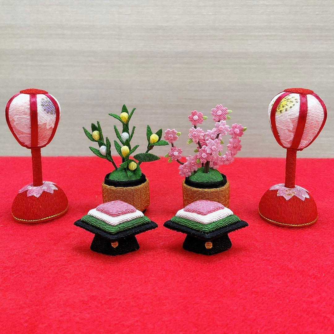 雛飾り小道具【桜ぼんぼり小＆桜橘＆菱餅】お雛様 雛人形 ちりめん細工 新品