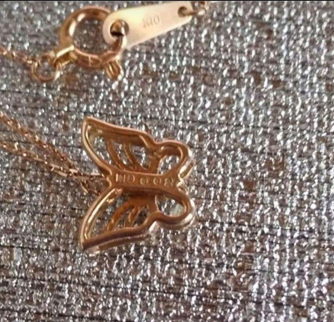 k10金　蝶々ネックレス