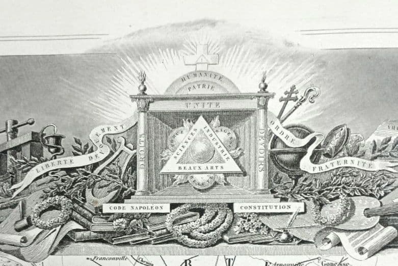 みや　額装　西洋古地図　1856年　 Levasseur 「パリ全図」美品