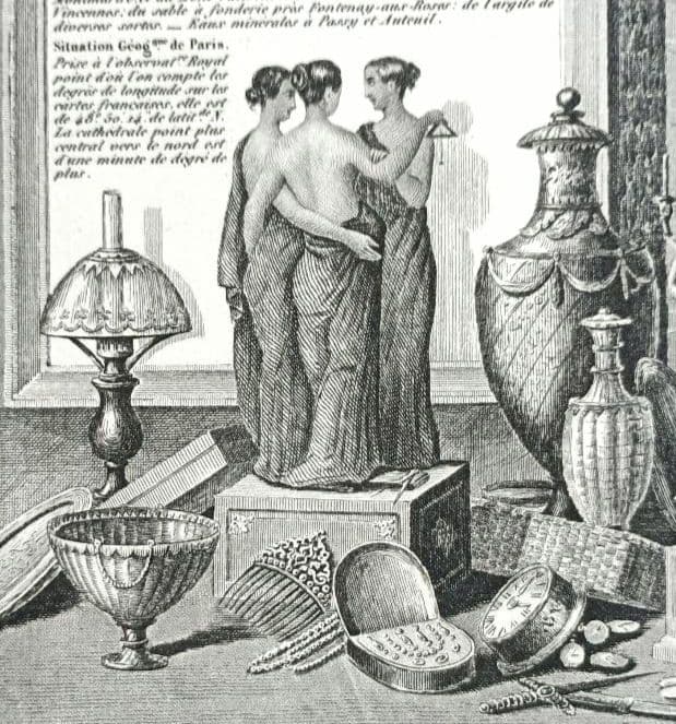 みや　額装　西洋古地図　1856年　 Levasseur 「パリ全図」美品