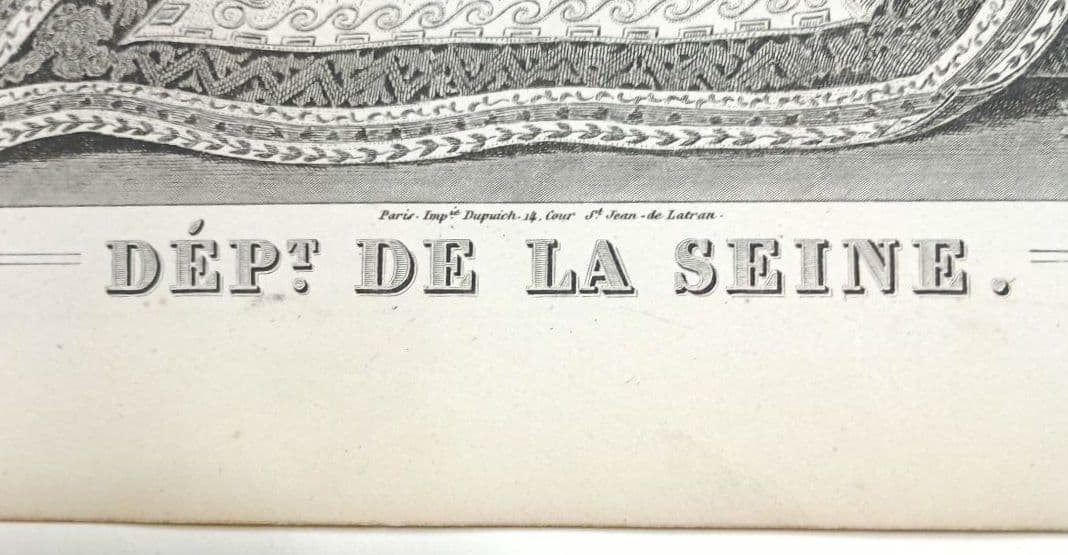 みや　額装　西洋古地図　1856年　 Levasseur 「パリ全図」美品