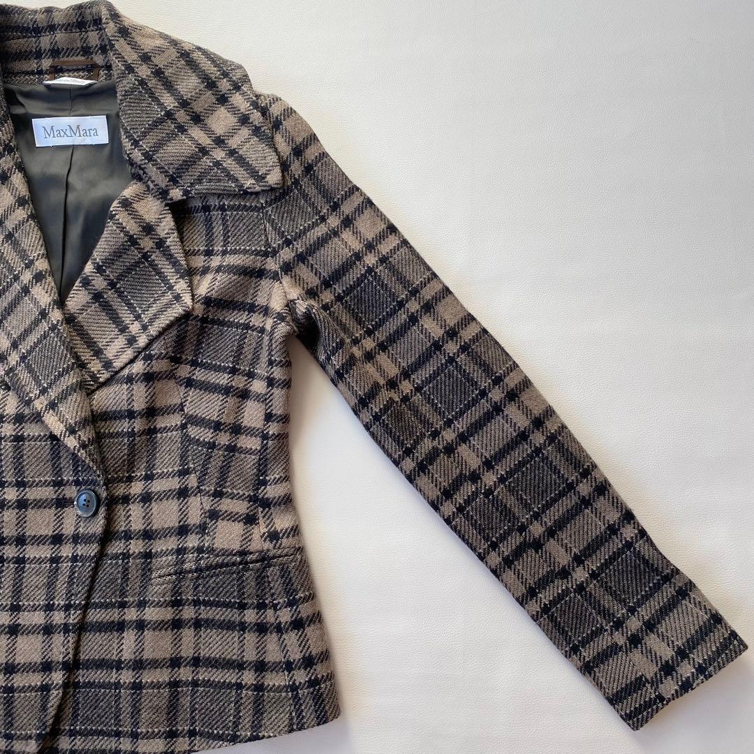 【美品】Max Mara　ジャケット　女優襟　白タグ　クロップド　大きいサイズ