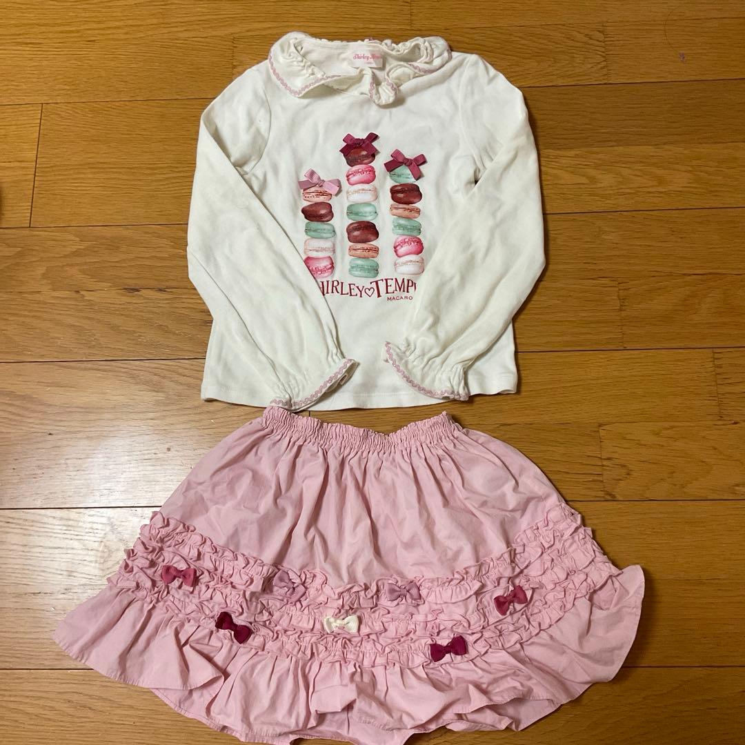 シャーリーテンプル　マカロン　リボン　Tシャツ スカートセット120 110