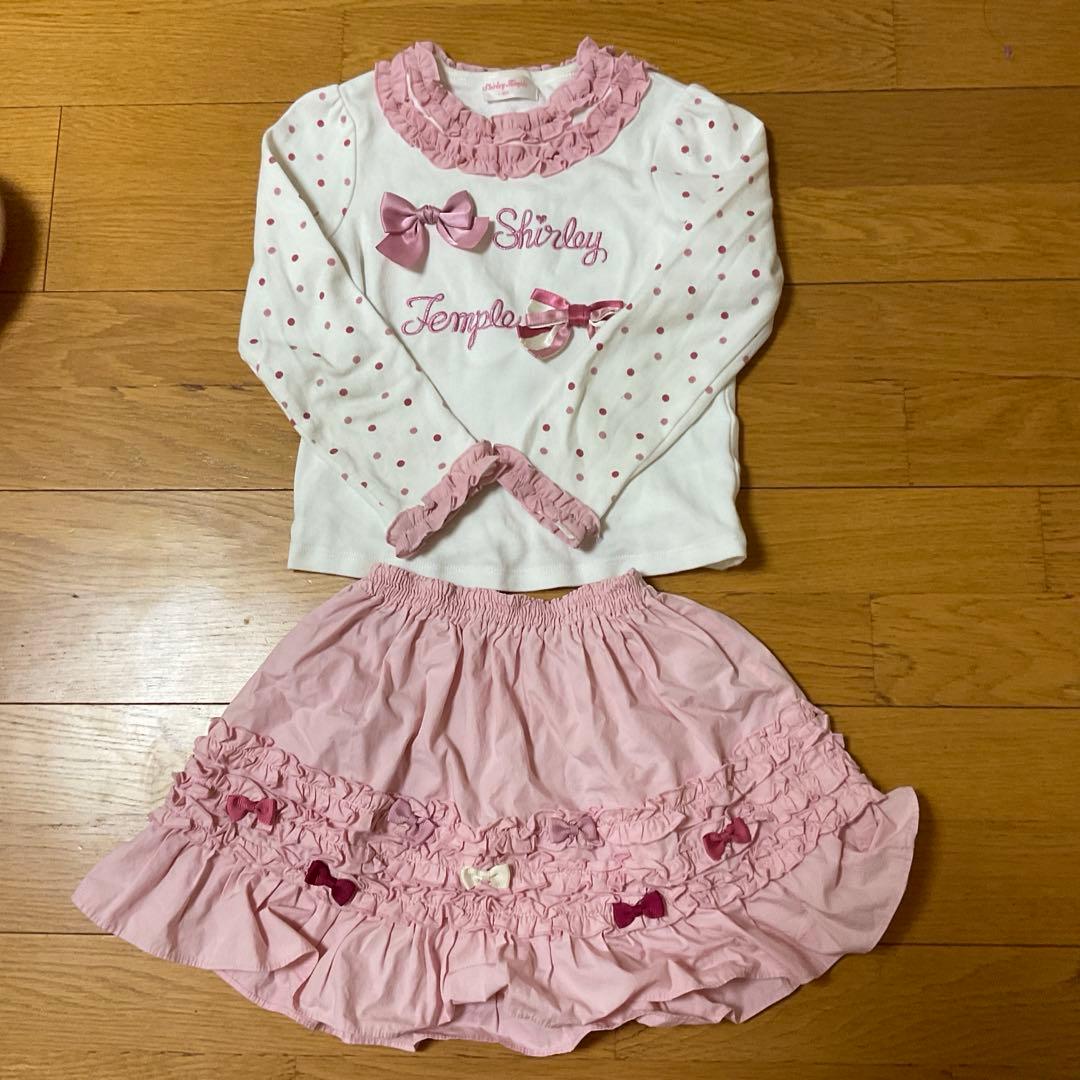シャーリーテンプル　マカロン　リボン　Tシャツ スカートセット120 110