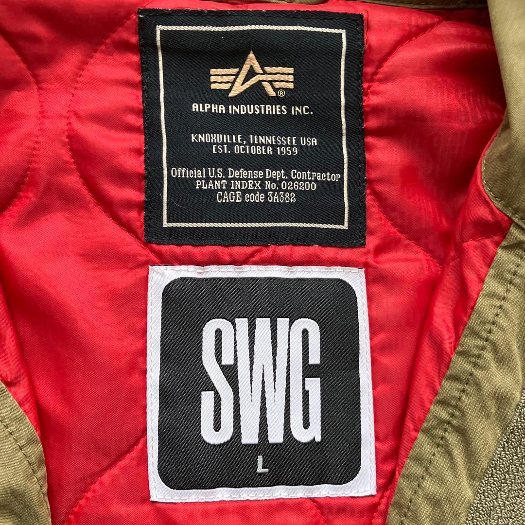 良品　スワッガー　アルファ　モッズコート　ミリタリー　オリーブ　ペンキ加工