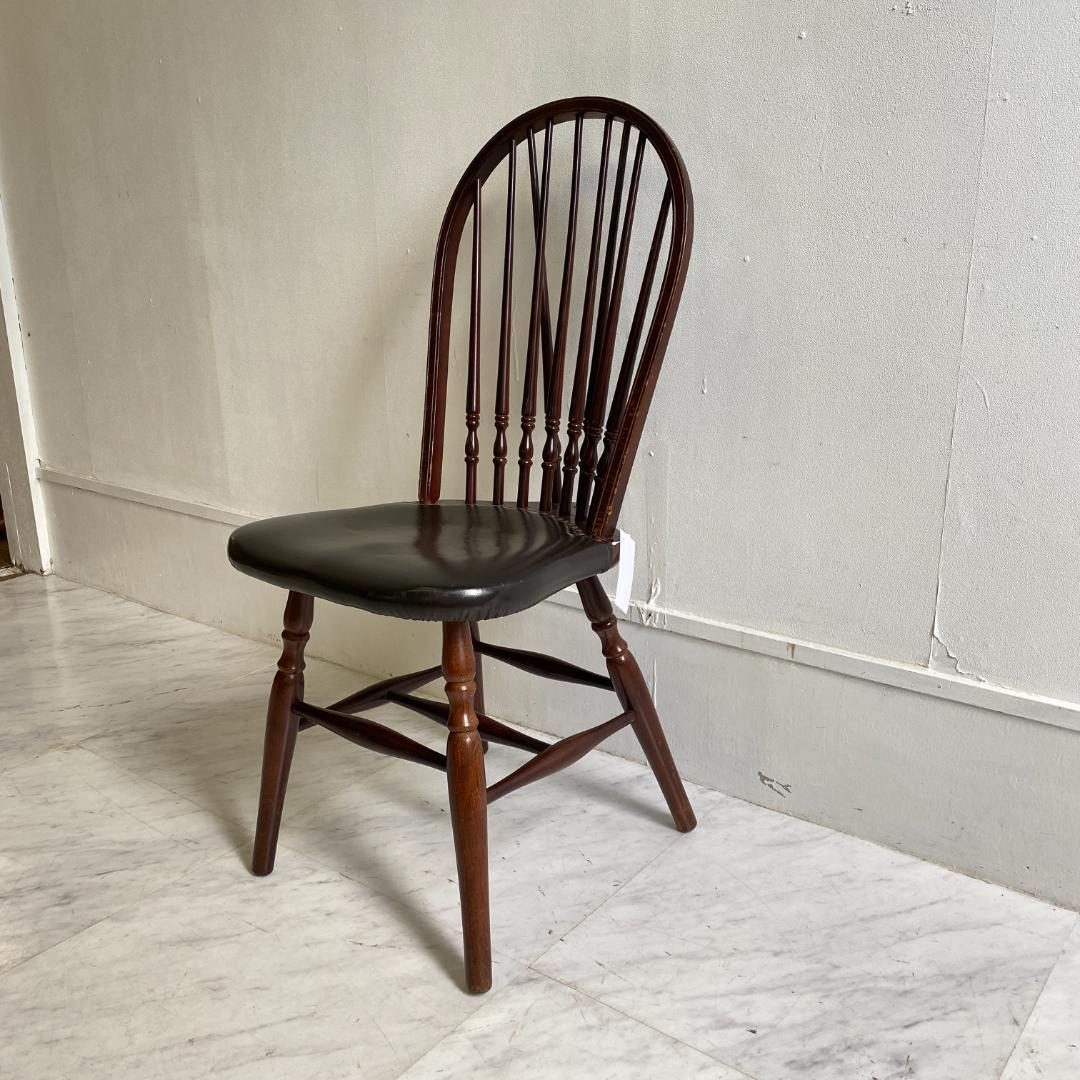秋田木工 ビンテージ ダイニングチェア 2脚セット 曲木椅子 レザー 鋲打ち