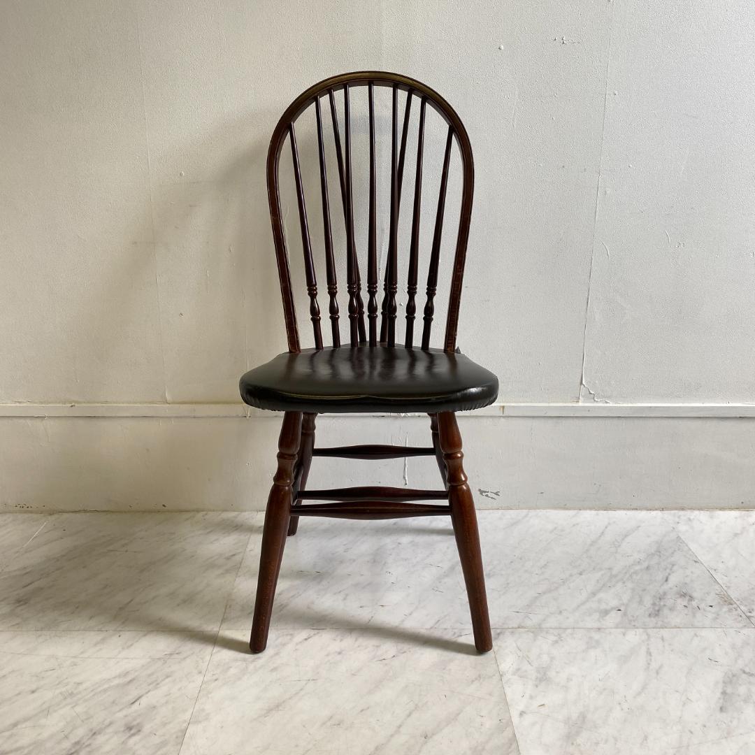 秋田木工 ビンテージ ダイニングチェア 2脚セット 曲木椅子 レザー 鋲打ち