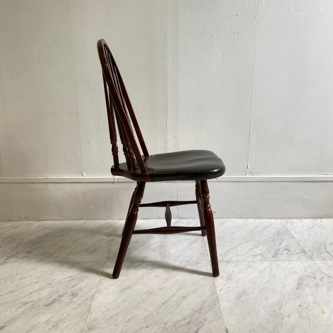 秋田木工 ビンテージ ダイニングチェア 2脚セット 曲木椅子 レザー 鋲打ち