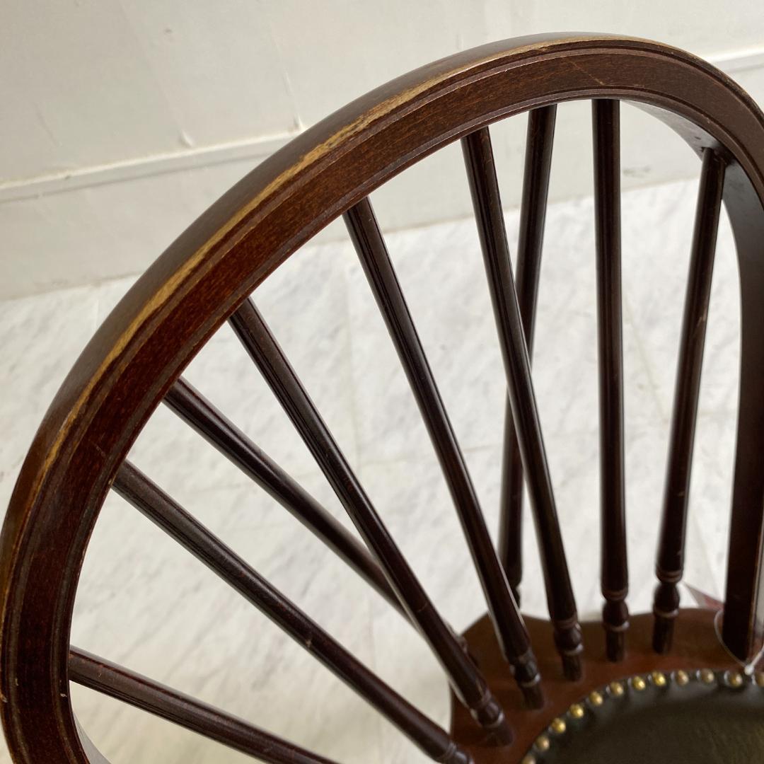 秋田木工 ビンテージ ダイニングチェア 2脚セット 曲木椅子 レザー 鋲打ち