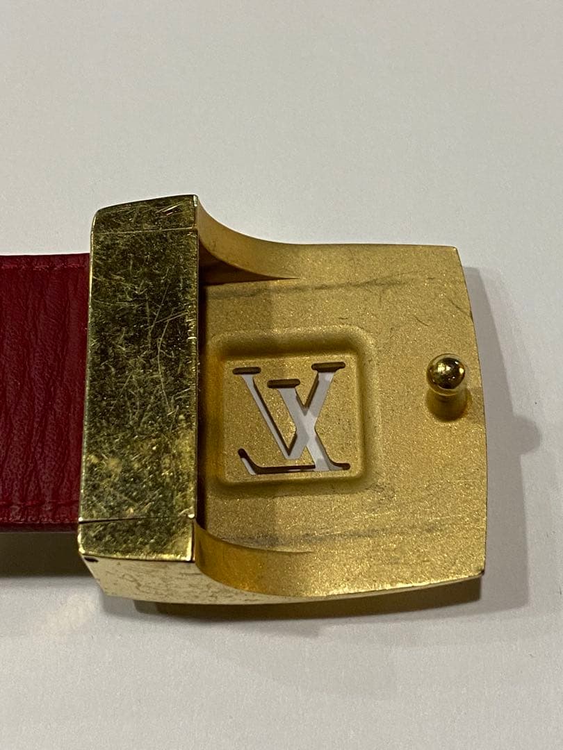 ルイ・ヴィトン モノグラムベルト ホワイト/レッド