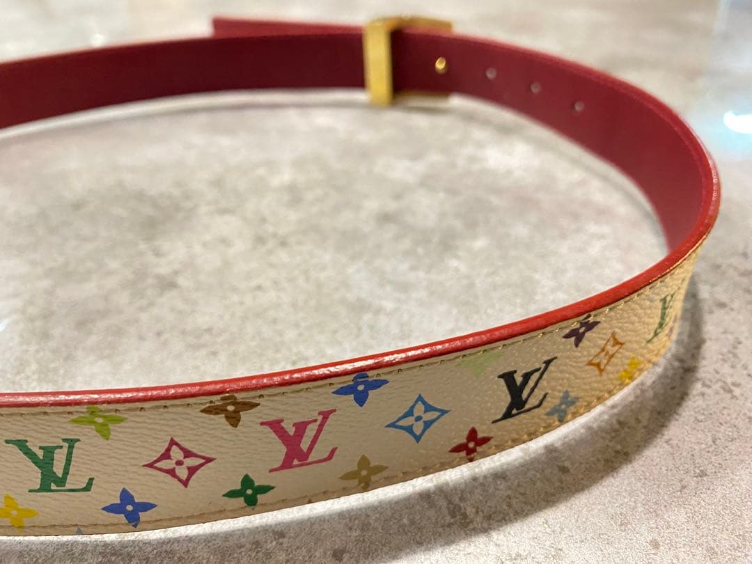 ルイ・ヴィトン モノグラムベルト ホワイト/レッド
