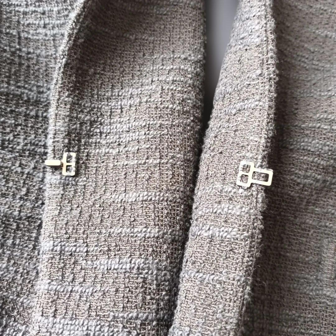 23区大きいサイズ48ツイードノーカラージャケットネイビー新品タグ付卒業式近年