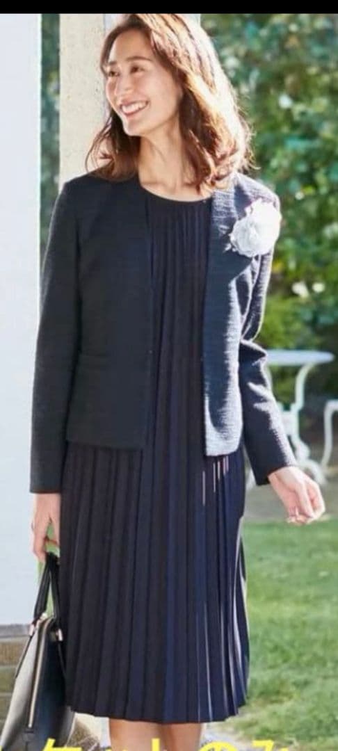 23区大きいサイズ48ツイードノーカラージャケットネイビー新品タグ付卒業式近年