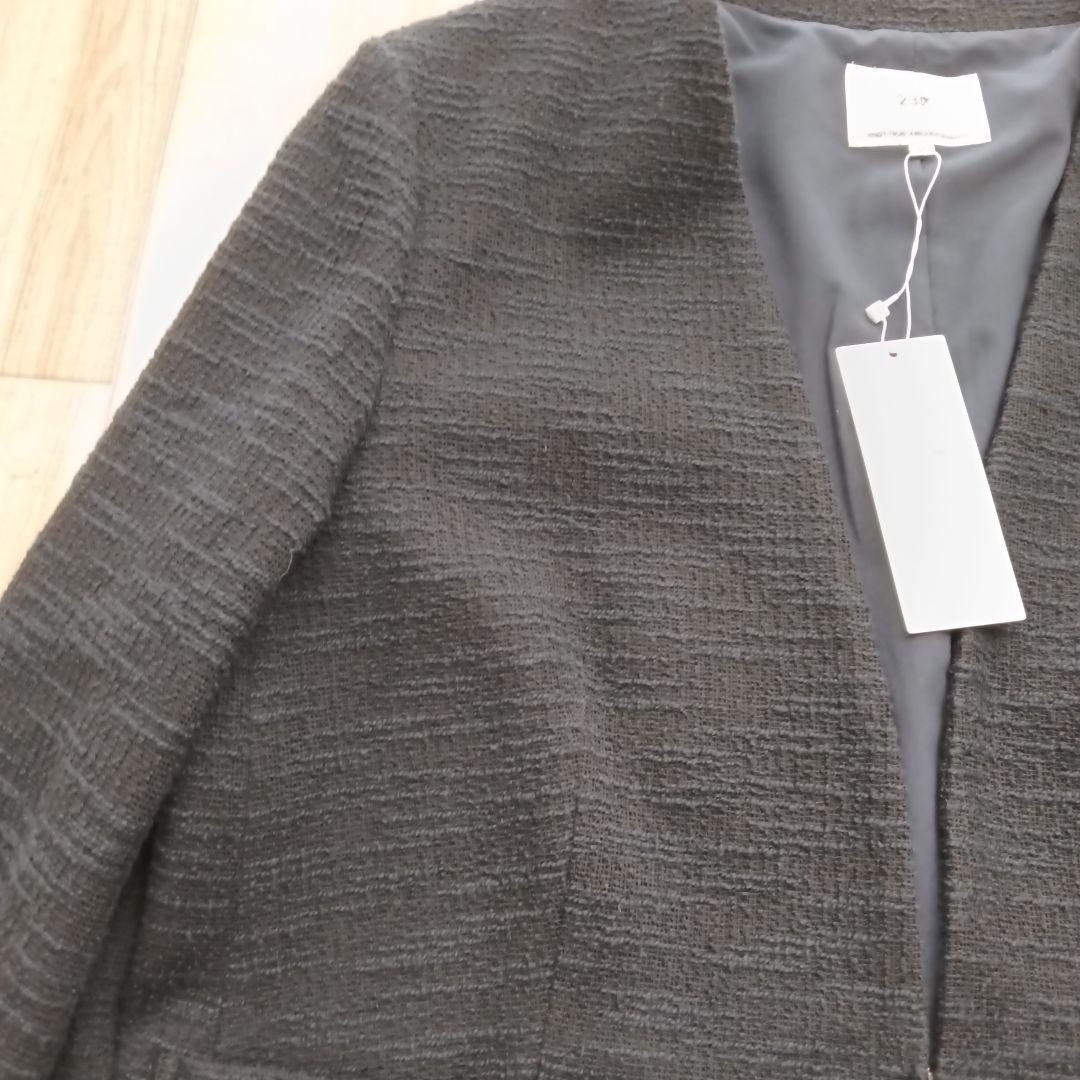 23区大きいサイズ48ツイードノーカラージャケットネイビー新品タグ付卒業式近年