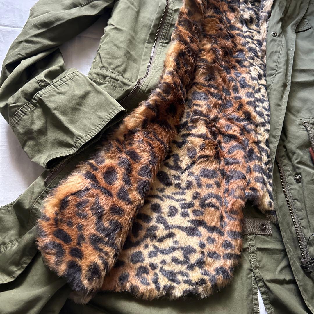 y2k 平成ギャル　豹柄　モッズコート　ラクーンファー　ビッグフード　未使用品