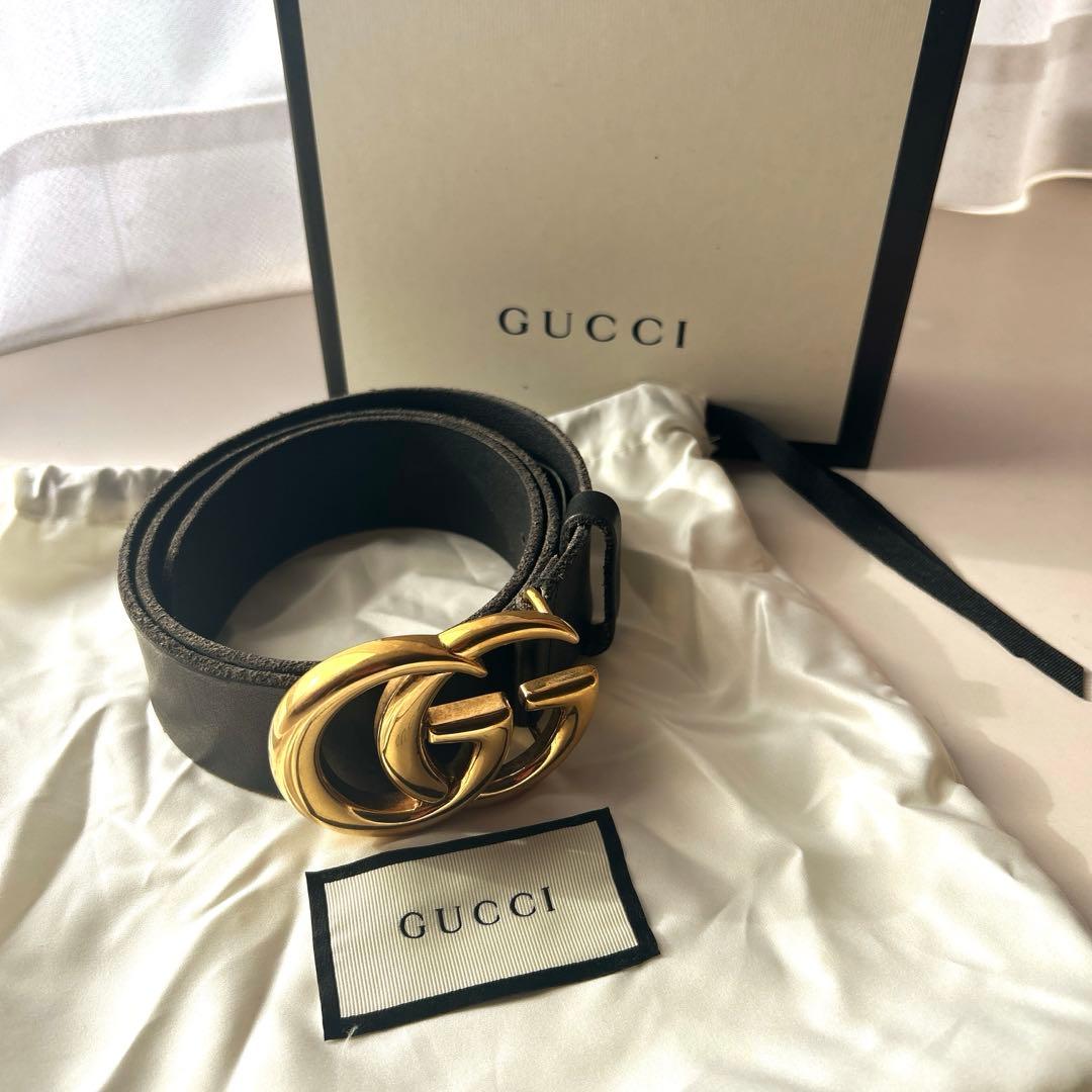 GUCCI ブラック ダブルGロゴ ベルト