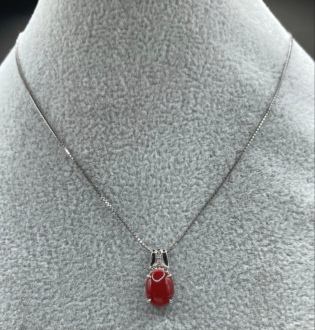 JA102★高級 血赤珊瑚2ct ダイヤ pt950 ペンダントヘッド 鑑別付