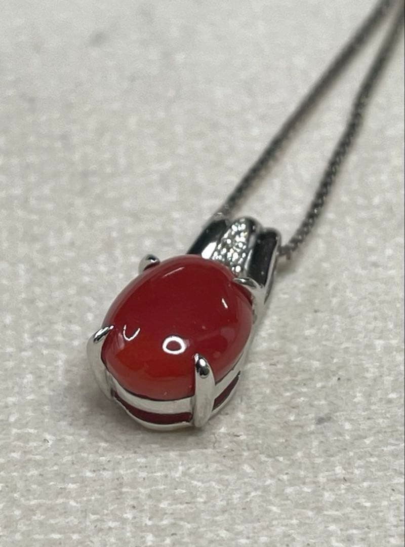 JA102★高級 血赤珊瑚2ct ダイヤ pt950 ペンダントヘッド 鑑別付