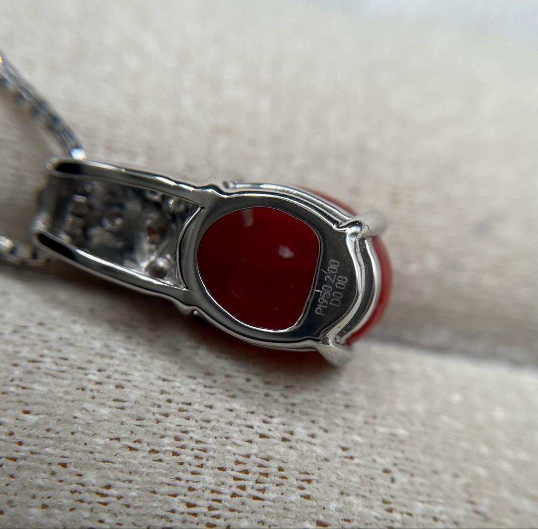 JA102★高級 血赤珊瑚2ct ダイヤ pt950 ペンダントヘッド 鑑別付